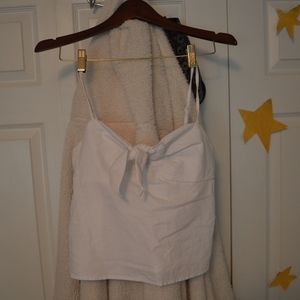 Brandy Melville White Front Tie Tank